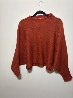 Relaxed Fit Crewneck Sweater in Rust for Women